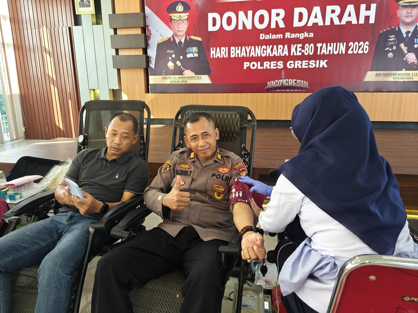 Polres Gresik Gelar Donor Darah Dalam Menyambut HUT Bhayangkara ke-80.