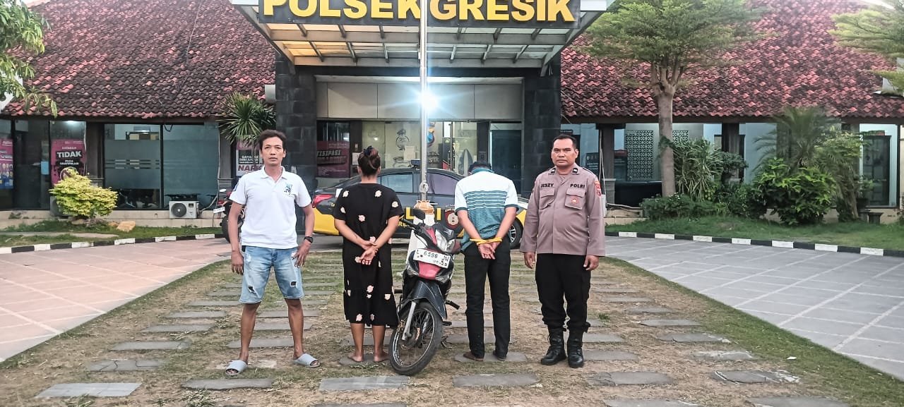 Polsek Gresik Kota Ringkus Sepasang Kekasih Pencuri Motor, Berawal dari Kunci Kontak yang Masih Menempel